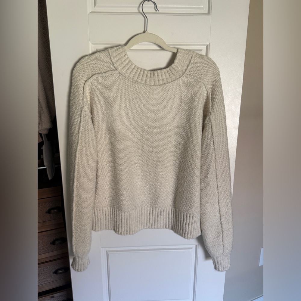 Free People Rae V-neck Sweater, ivory, size S - Picture 6 of 7